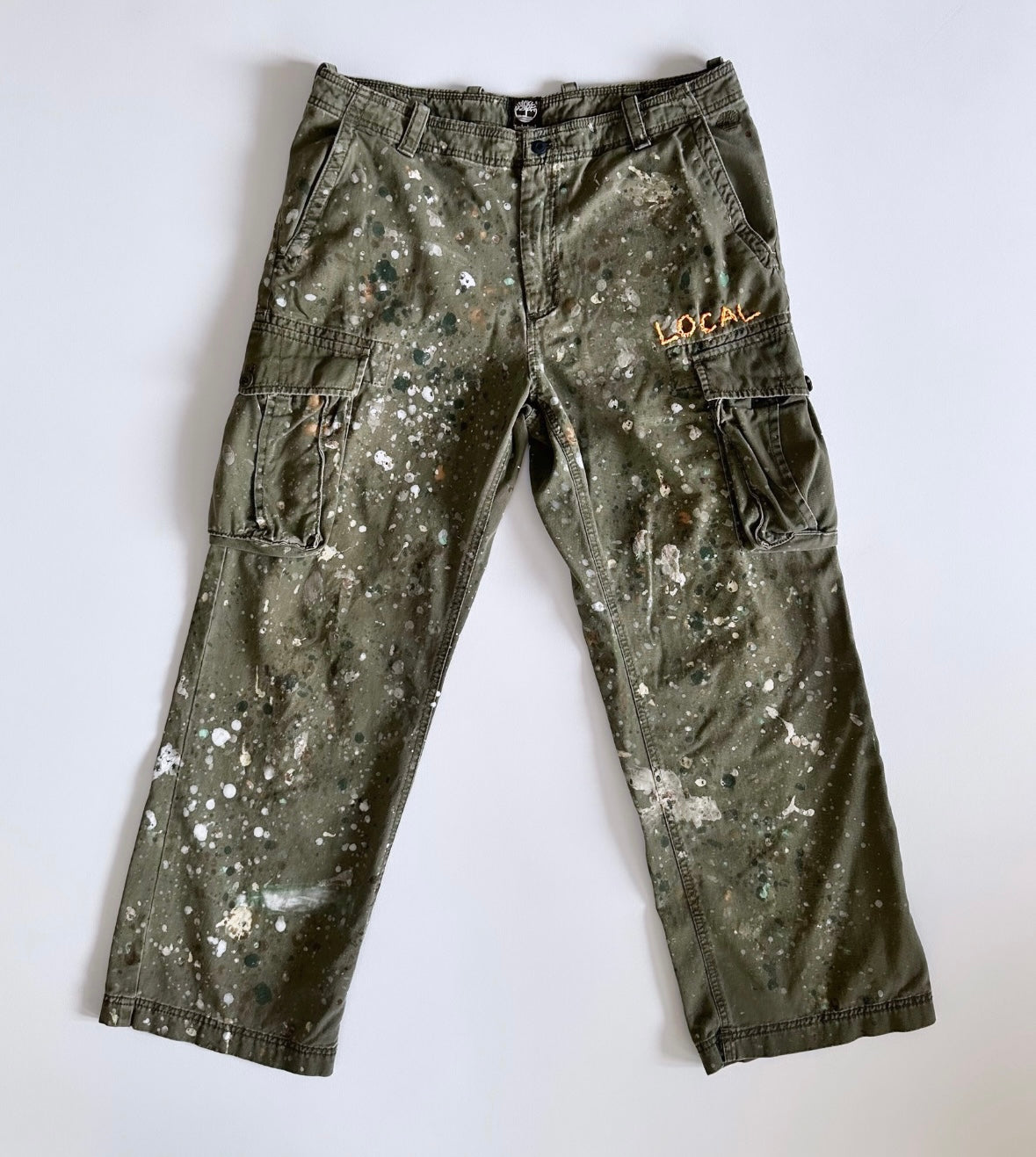 1 of 1 Vintage Olive Green Timberland Splatter Cargo Pants