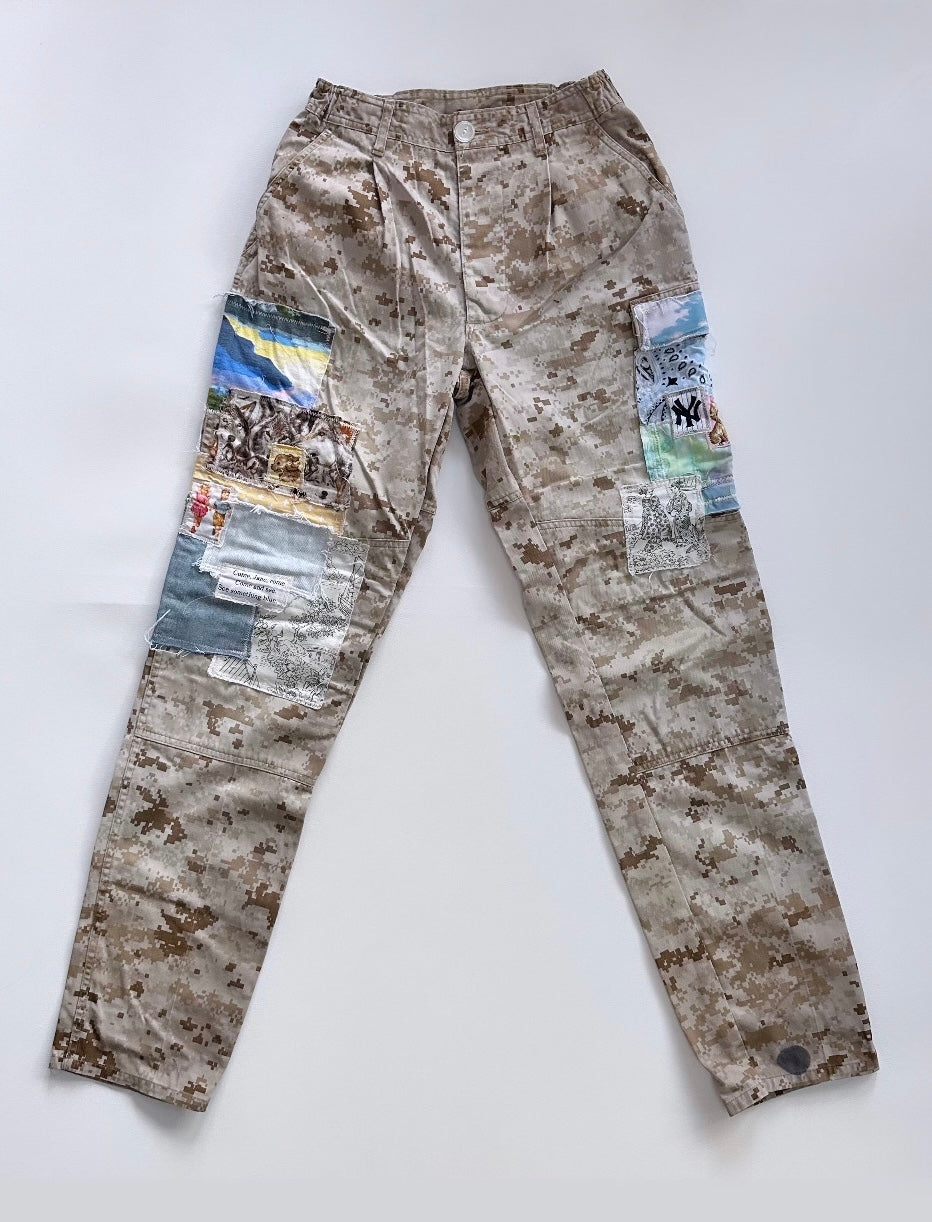 1 of 1 Vintage Light Camo Reworked Patchwork Cargo Pant